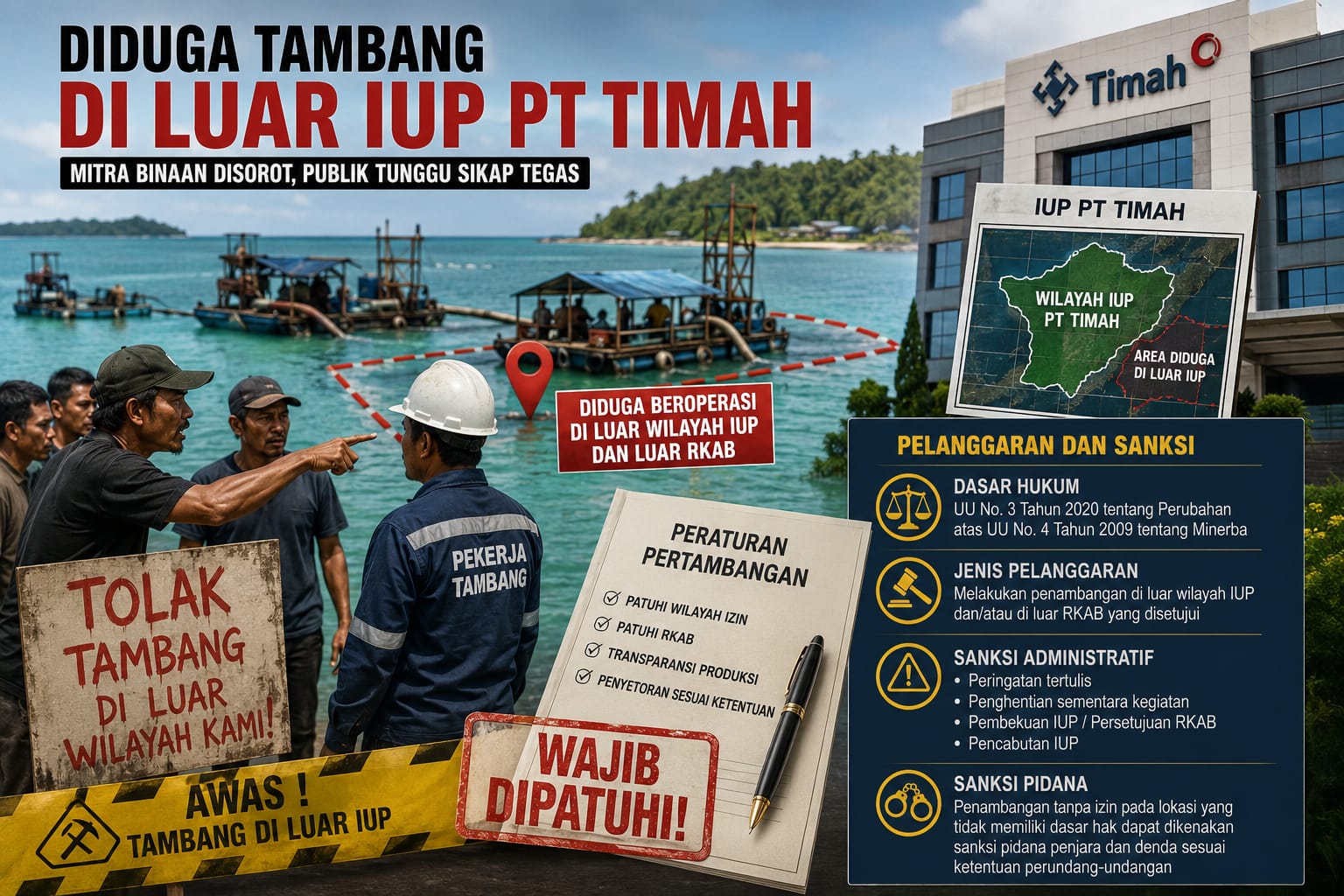 CV Milik Bos Timah Akbar Diduga Bekerja di Luar IUP PT Timah, Publik