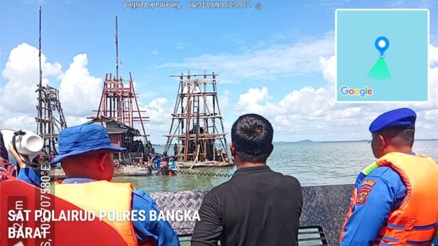 Tim Gabungan Tertibkan Tambang Ilegal di Teluk Kelabat Dalam, 4 Ponton Tower Diamankan