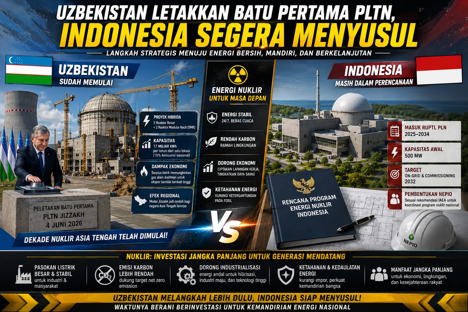 Uzbekistan Letakkan Batu Pertama PLTN, Indonesia Segera Menyusul
