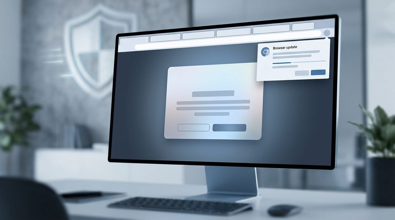 Ancaman siber di browser: banyak tab terbuka, pop-up cookie, ekstensi, dan notifikasi update