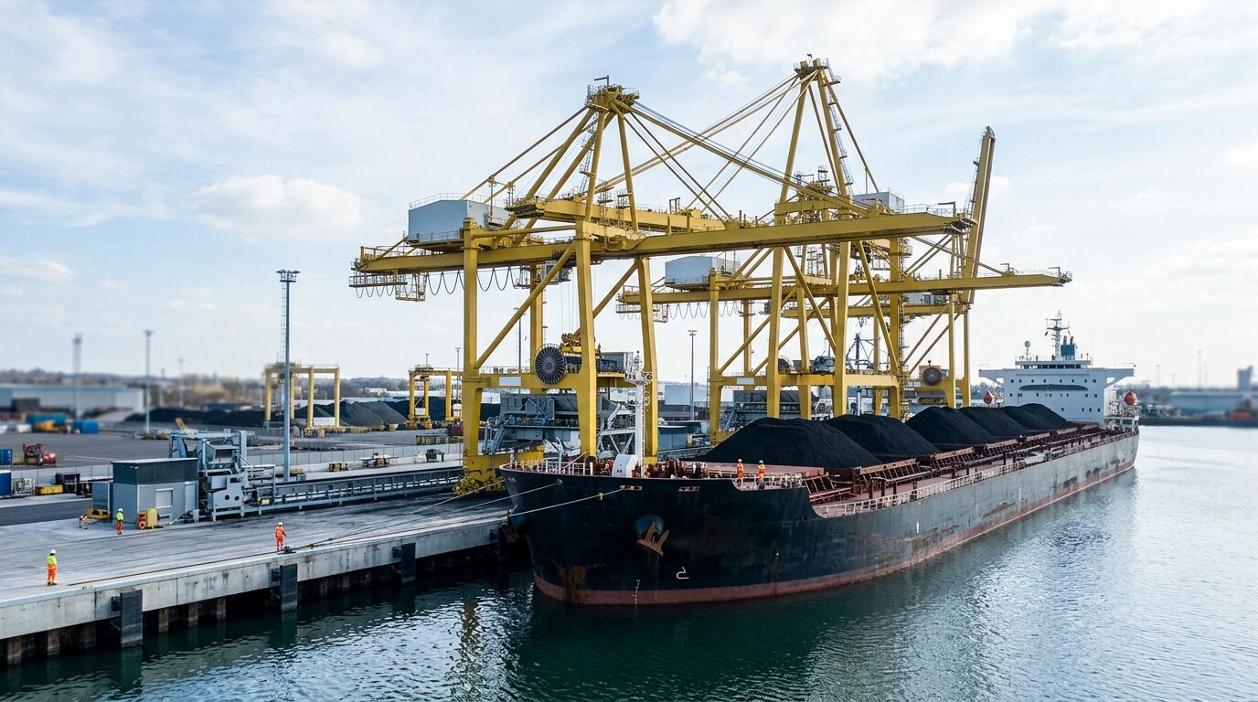 Kapal kargo batu bara bersandar di pelabuhan industri mengamankan DMO
