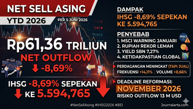 Investor Asing Jual Bersih Rp61,36 Triliun Sepanjang 2026, Tekanan Berat bagi IHSG
