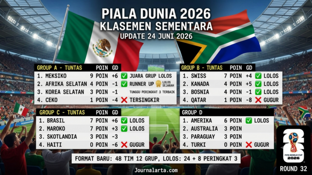 Klasemen Piala Dunia 2026: Meksiko dan Brasil Kunci Juara Grup