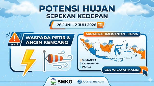 Potensi Hujan Indonesia 26 Juni - 2 Juli 2026: Waspada Petir & Angin Kencang