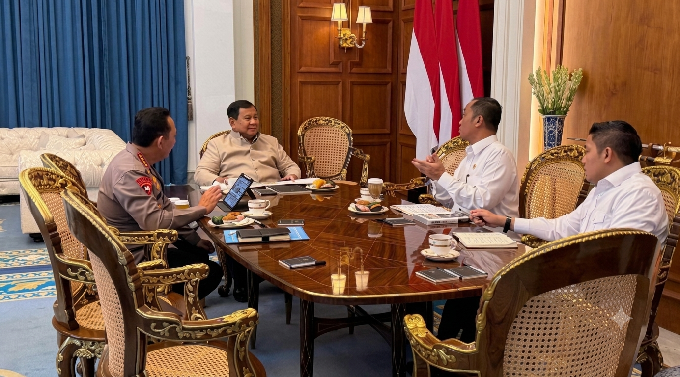 Prabowo dan Kapolri bahas Hari Bhayangkara 2026 di Istana Merdeka