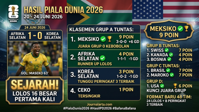 Hasil Piala Dunia 2026: 20-24 Juni Lengkap Update