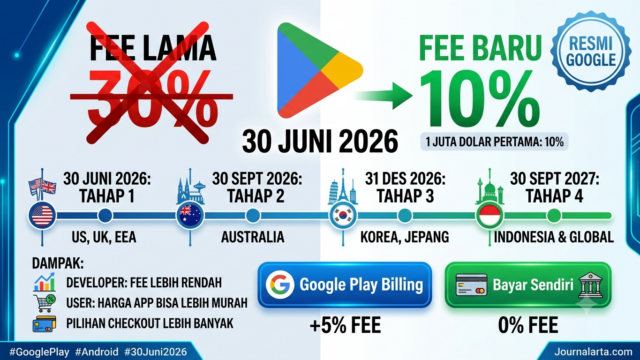 Google Ubah Sistem Pembayaran Play Store, Fee Turun Mulai 30 Juni 2026