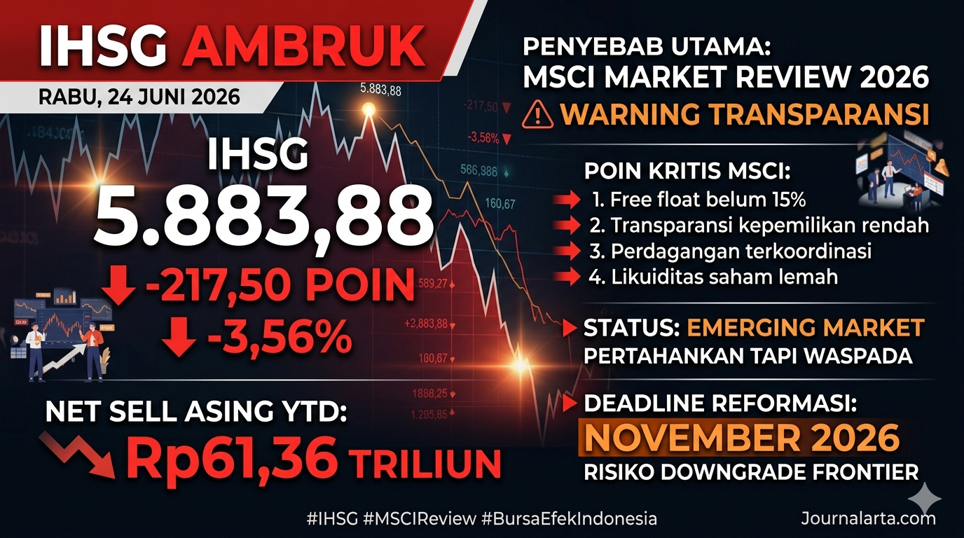 IHSG Ambruk 3,56% ke Level 5.883,88 Usai MSCI Pertahankan Status tapi Berikan
