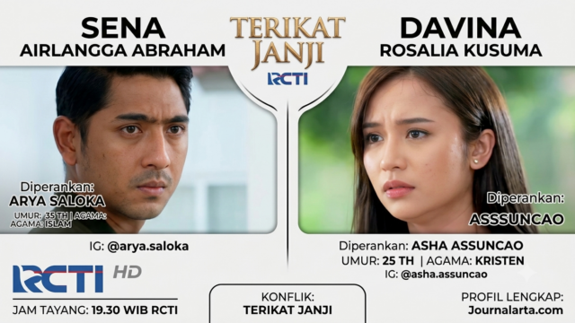 Karakter Sena dan Davina Terikat Janji: Biodata Arya Saloka & Asha Assuncao