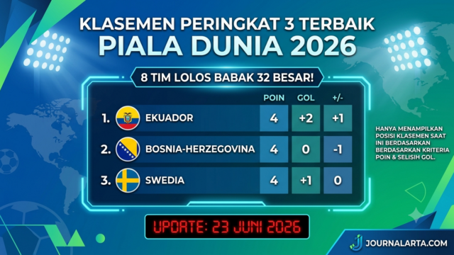 Klasemen Peringkat 3 Terbaik Piala Dunia 2026 Sementara: Ekuador Puncak, 8 Tiket Babak 32 Besar