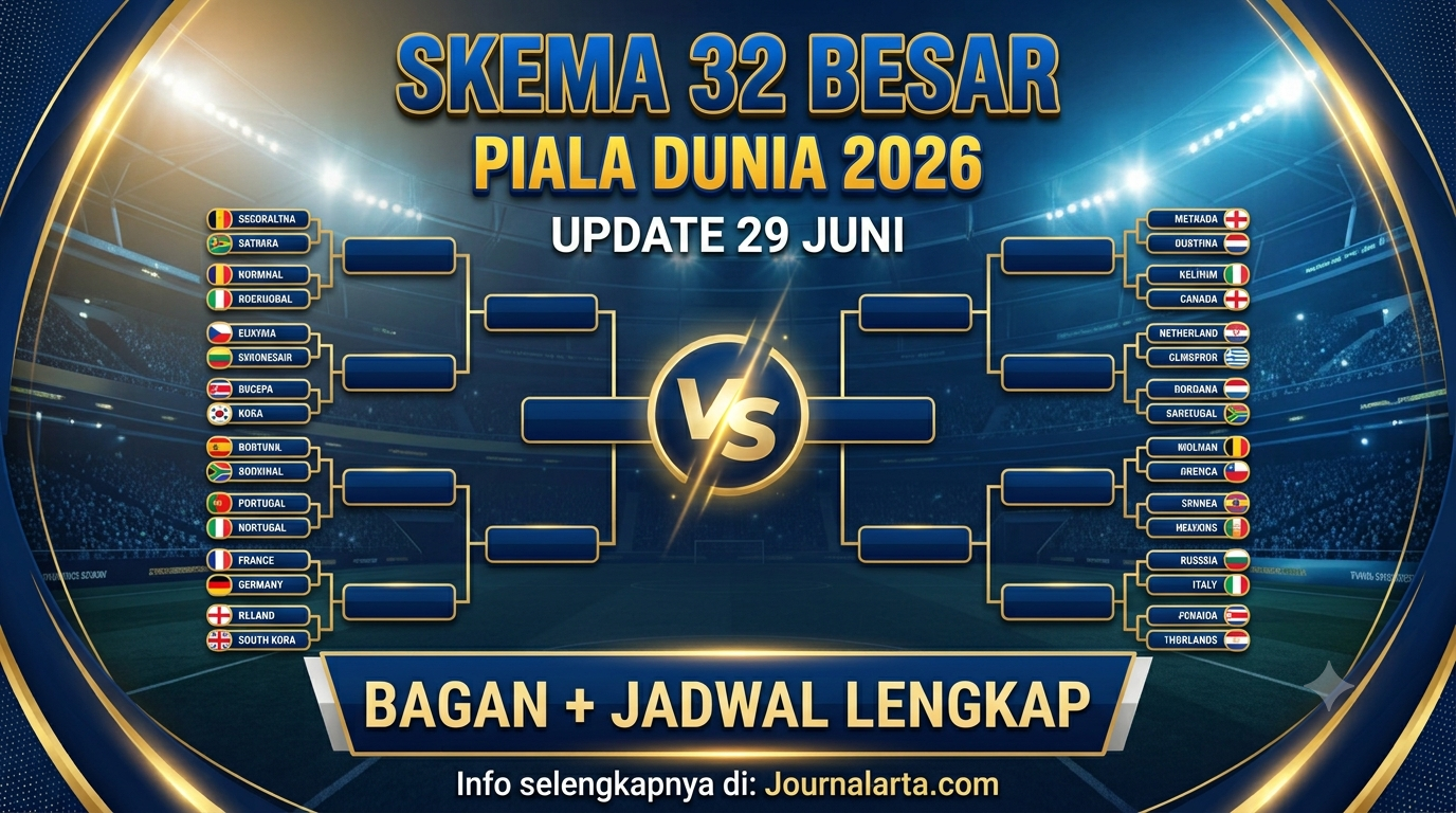 Ilustrasi Skema 32 Besar Piala Dunia 2026