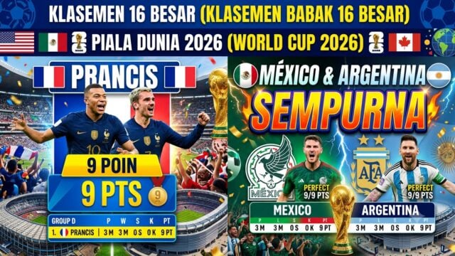 Klasemen Piala Dunia 2026: 12 Tim Lolos 16 Besar Update Terbaru