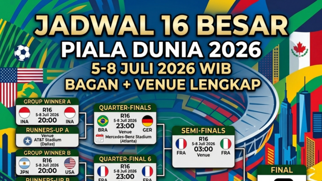 Jadwal 16 Besar Piala Dunia 2026 Lengkap Jam WIB Update