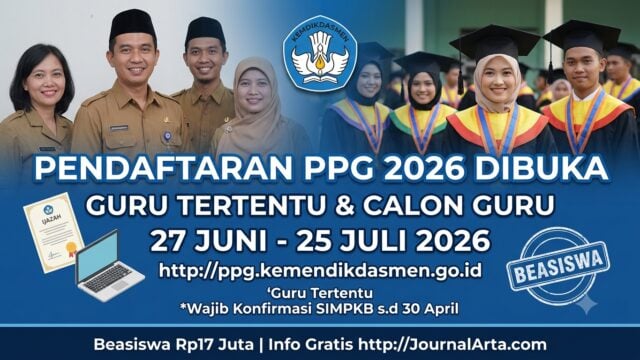 Pendaftaran PPG 2026 Resmi Dibuka: Jadwal, Syarat PPG Dalam Jabatan & Calon Guru + Link Resmi