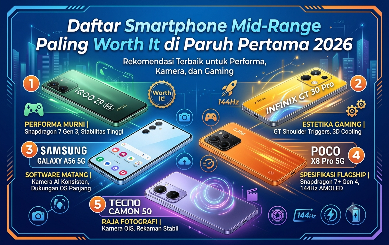 Daftar Smartphone Mid-Range Paling Worth It yang Rilis Sepanjang Paruh Pertama