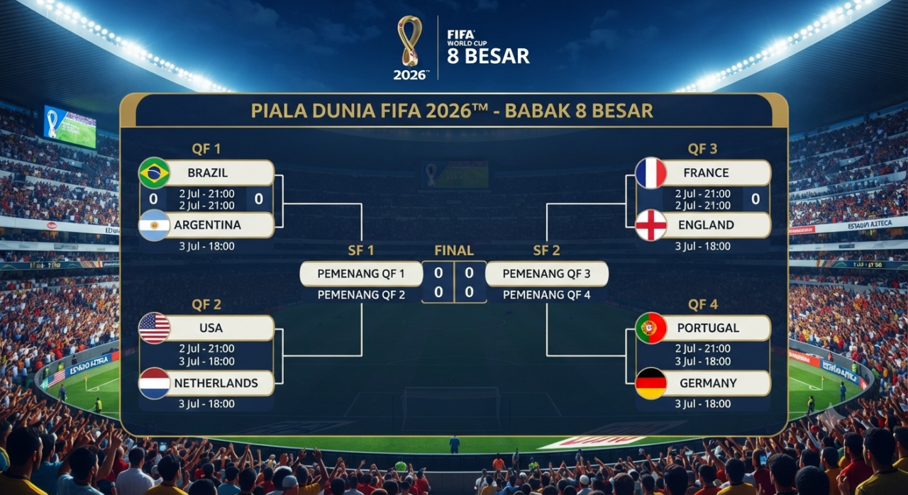 Bagan pertandingan babak 8 besar Piala Dunia 2026