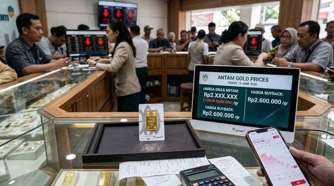 Harga Emas Antam Hari Ini Jumat 19 Juni 2026: Turun 1,11%