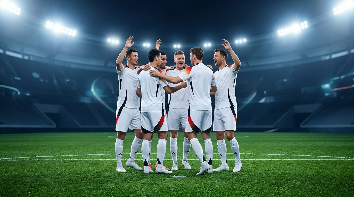 Selebrasi pemain timnas Jerman setelah mencetak gol dalam laga Jerman vs Pantai Gading