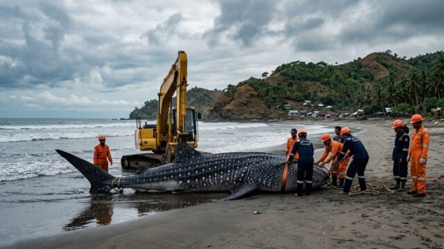 2 Hiu Paus Terdampar di Cilacap, Terungkap Keracunan Laut