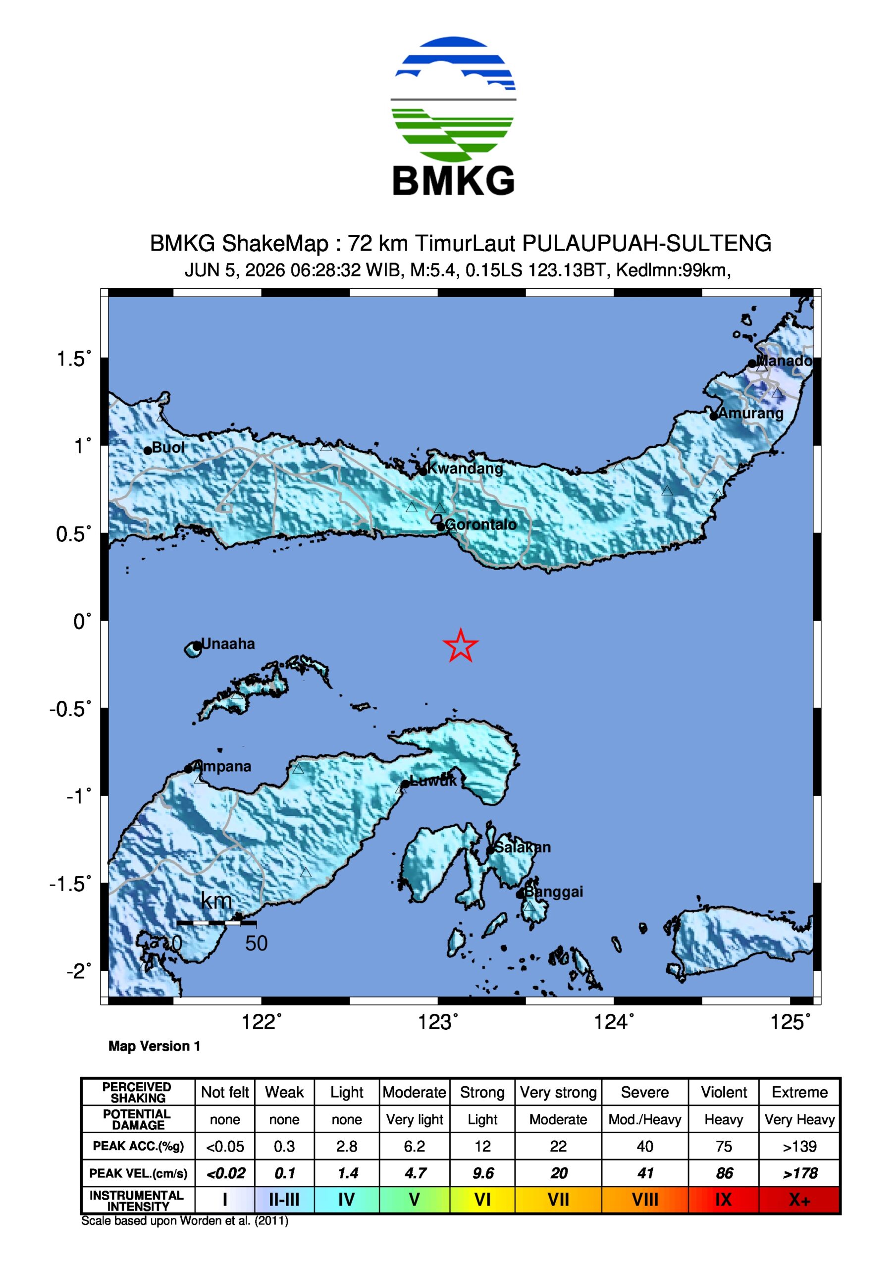 Gempa 5,6 SR Guncang Sulawesi Tengah, BMKG