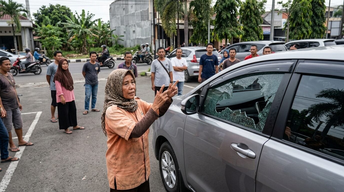 Jukir wanita Kusriyati berhasil mencegah pencurian uang Rp 3,6 miliar dari mobil parkir di Brebes Jawa Tengah