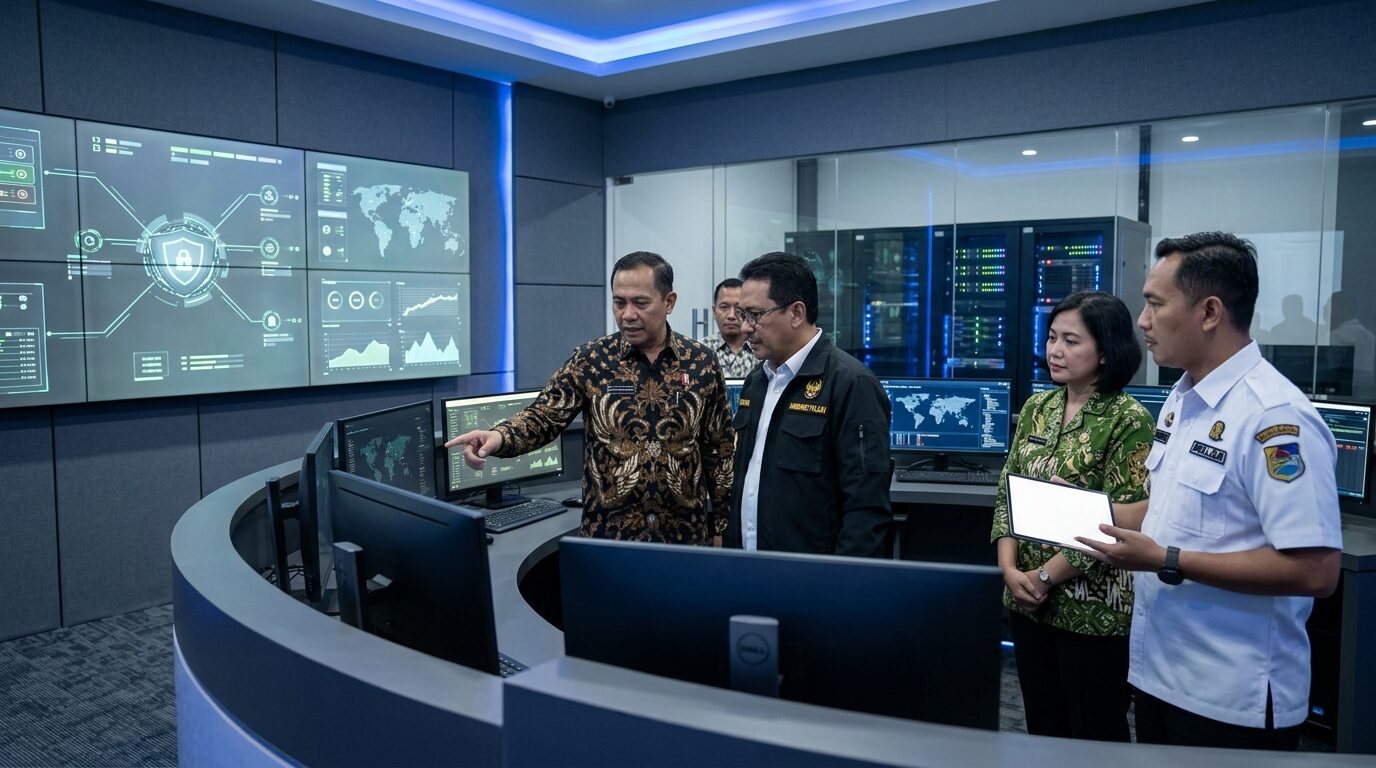 Rapat koordinasi Kemenko Polkam dan Pemda Banggai membahas transformasi digital dan keamanan siber di Banggai Command Center