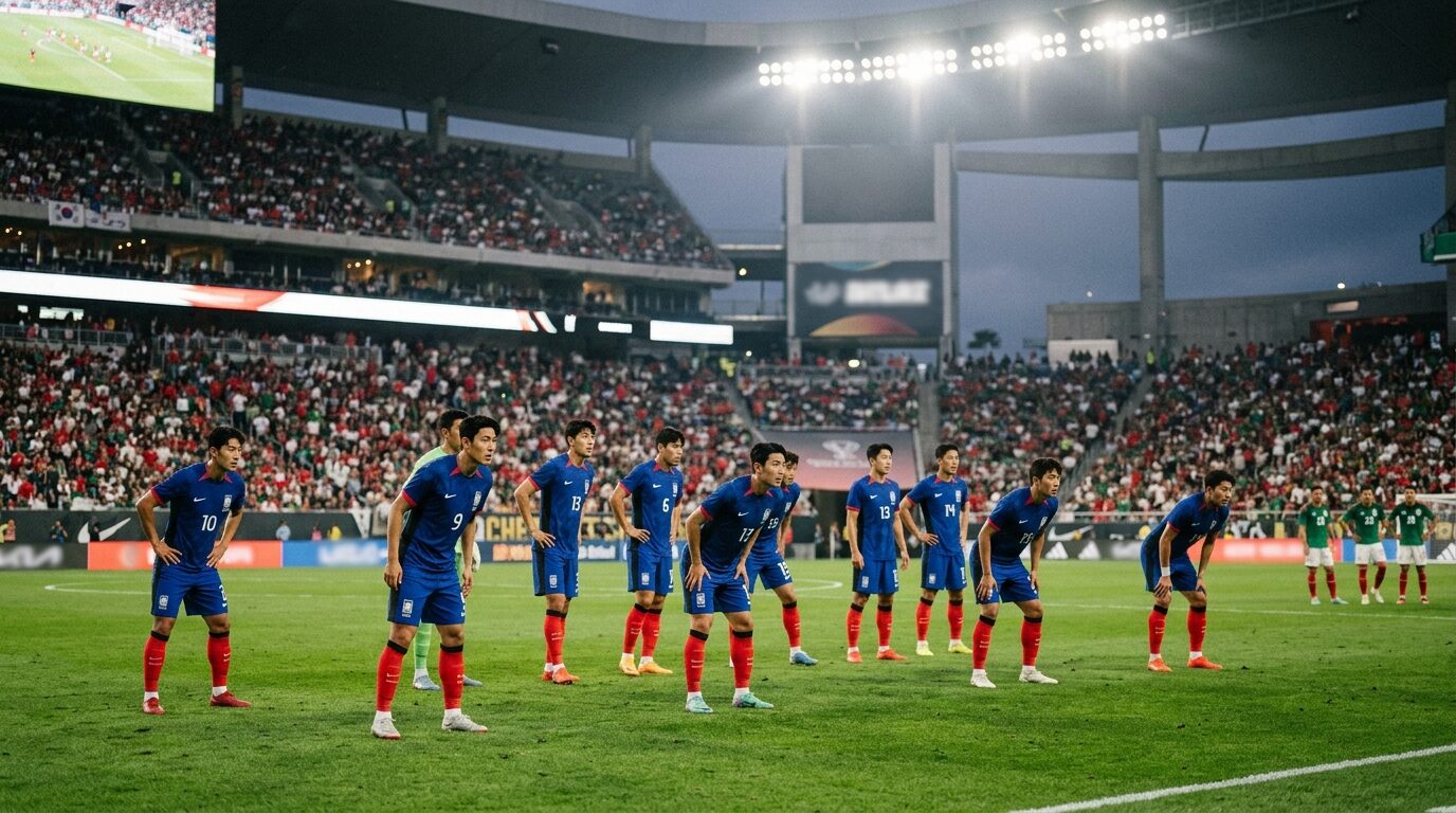 Tim Korea Selatan dalam formasi pertandingan Copa Mundial FIFA 2026 menghadapi Meksiko