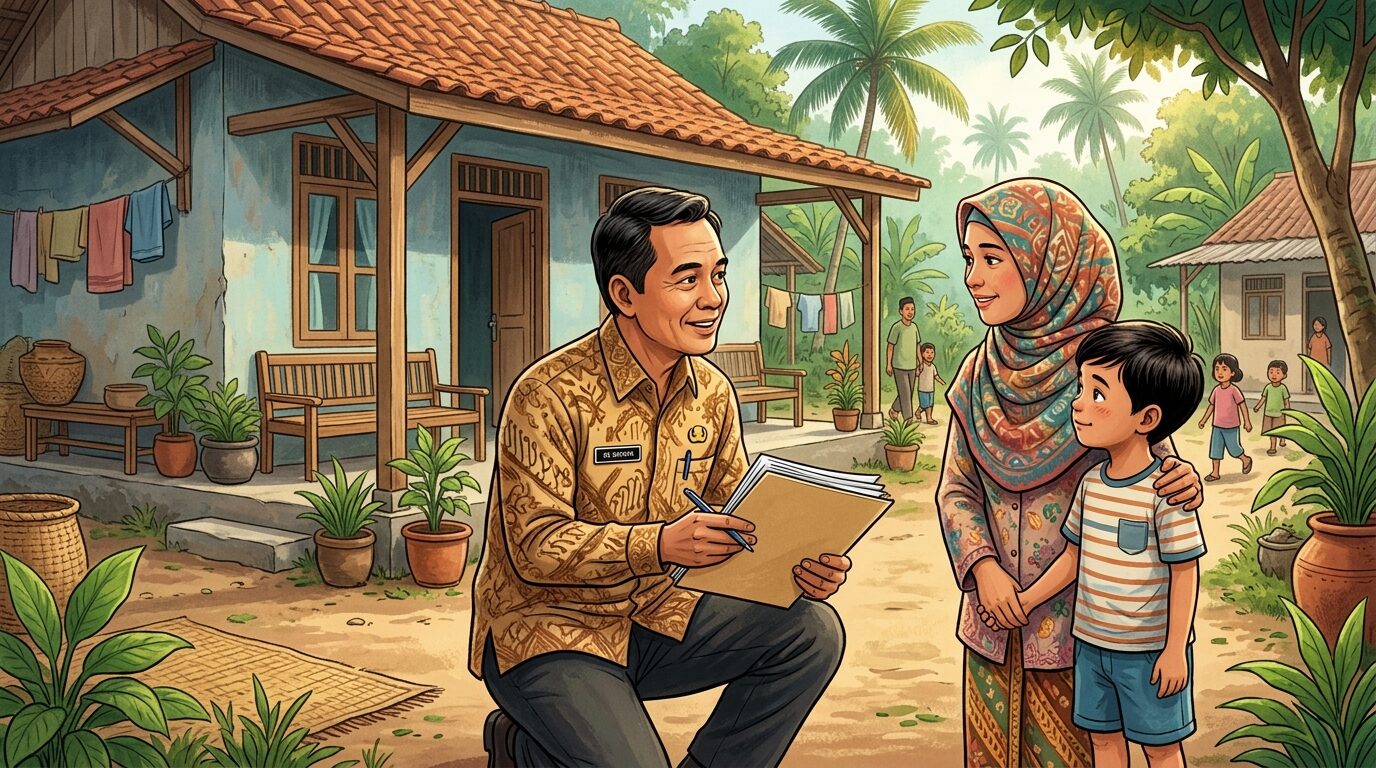 Petugas Dinsos saat Pemkab Sumenep terapkan pola rekrutmen SR jemput bola ke rumah warga
