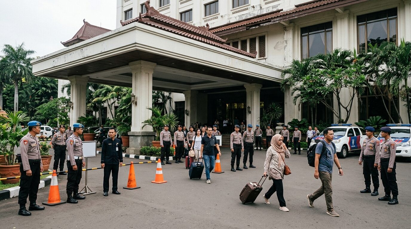 Aparat keamanan menduduki Hotel Sultan Jakarta untuk pelaksanaan eksekusi berdasarkan putusan pengadilan