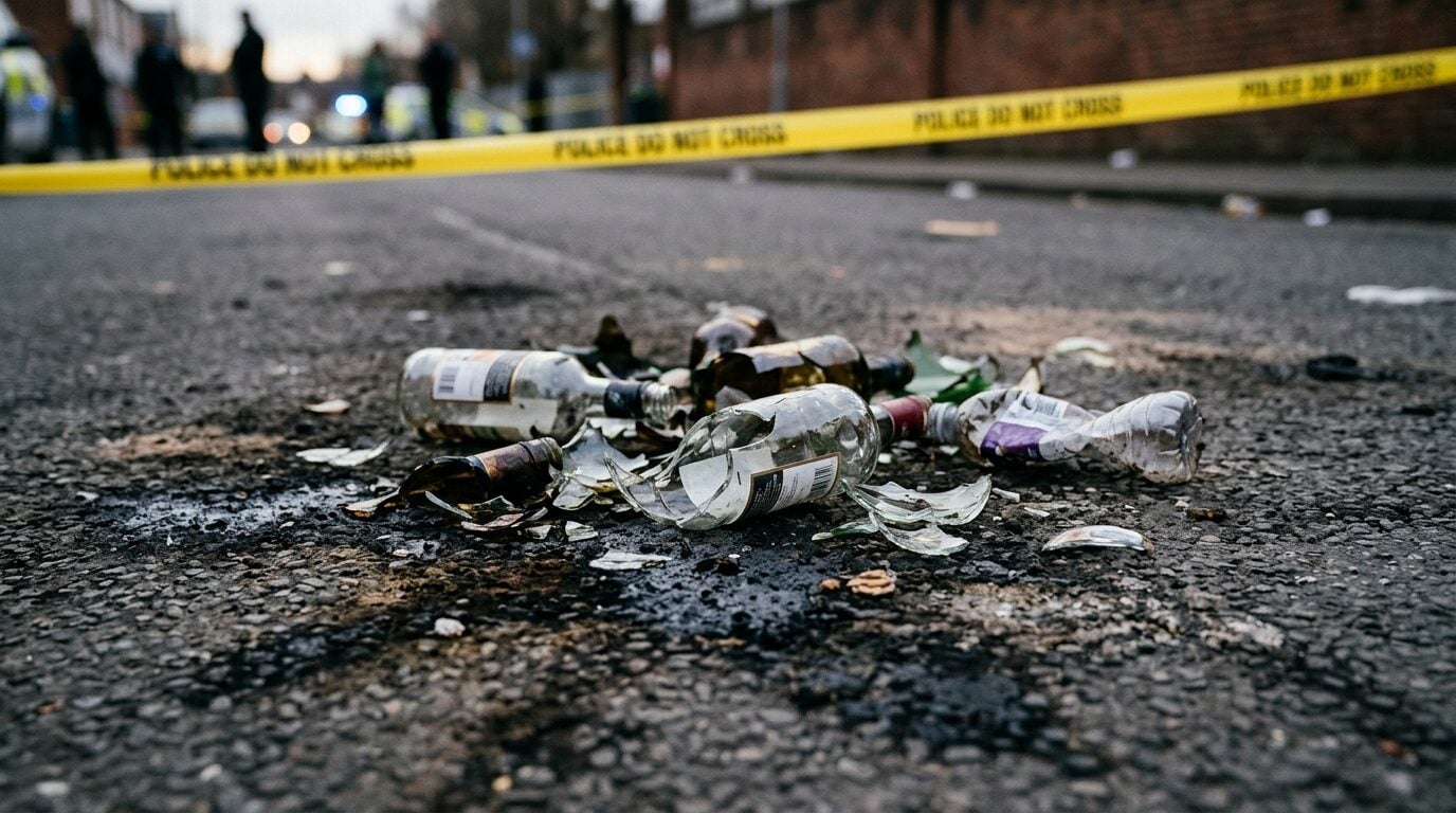Garis polisi di lokasi penyerangan bom molotov sekretariat mahasiswa