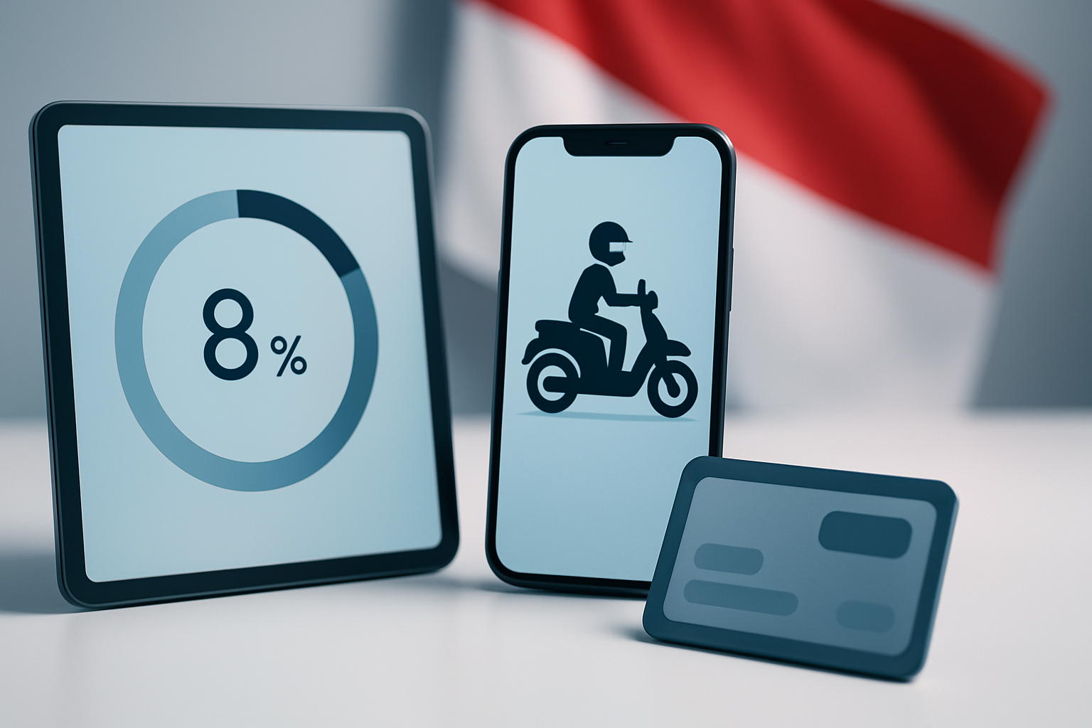 Ilustrasi aplikasi ojek online dengan potongan komisi 8 persen per 1 Juli 2026