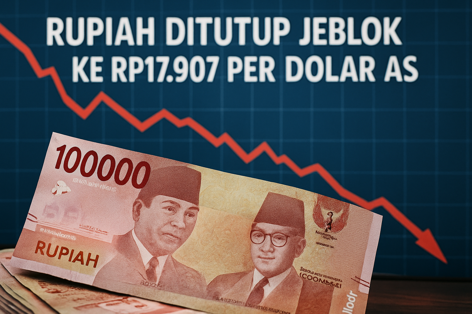 Rupiah Ditutup Jeblok ke Rp17.907 per Dolar AS