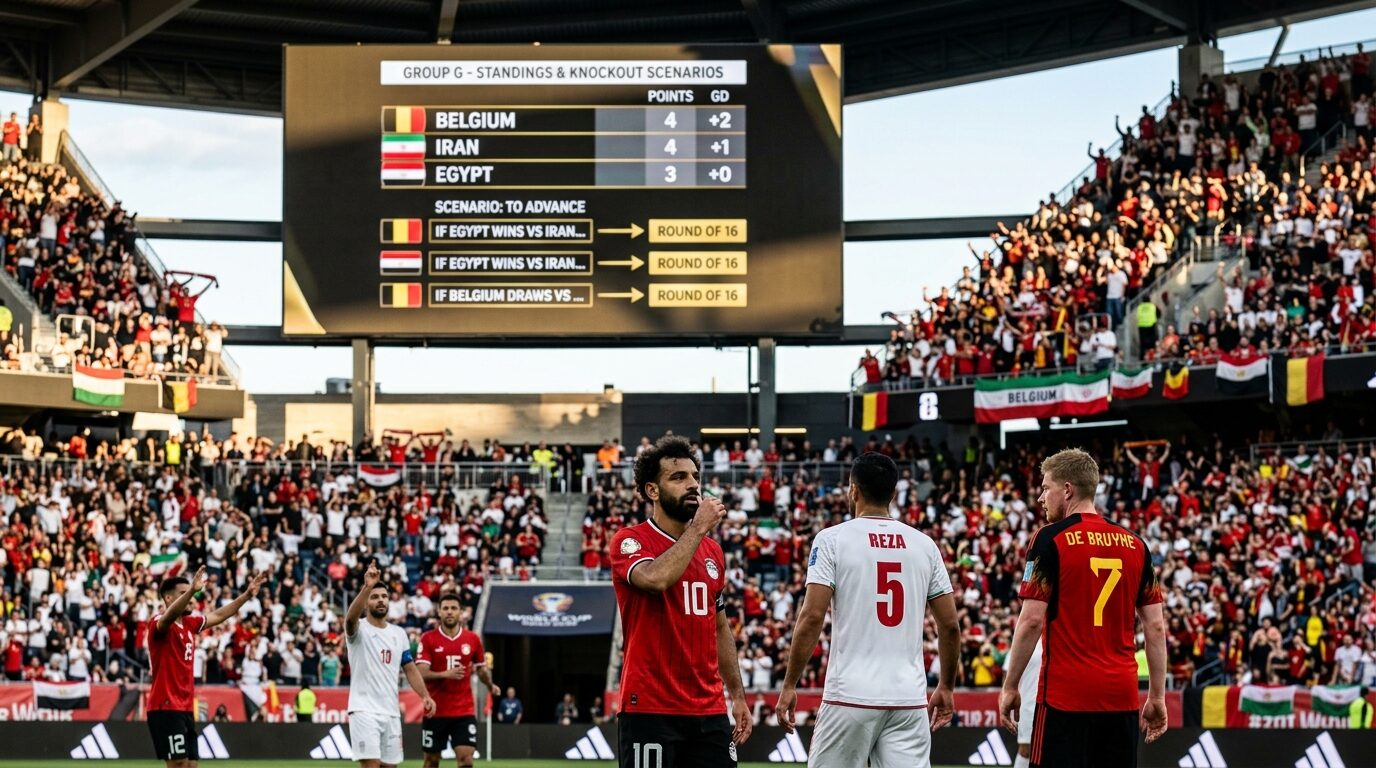 Group G 2026 World Cup Qualification Scenarios: Egypt, Belgium, Iran Points on June 23, 2026