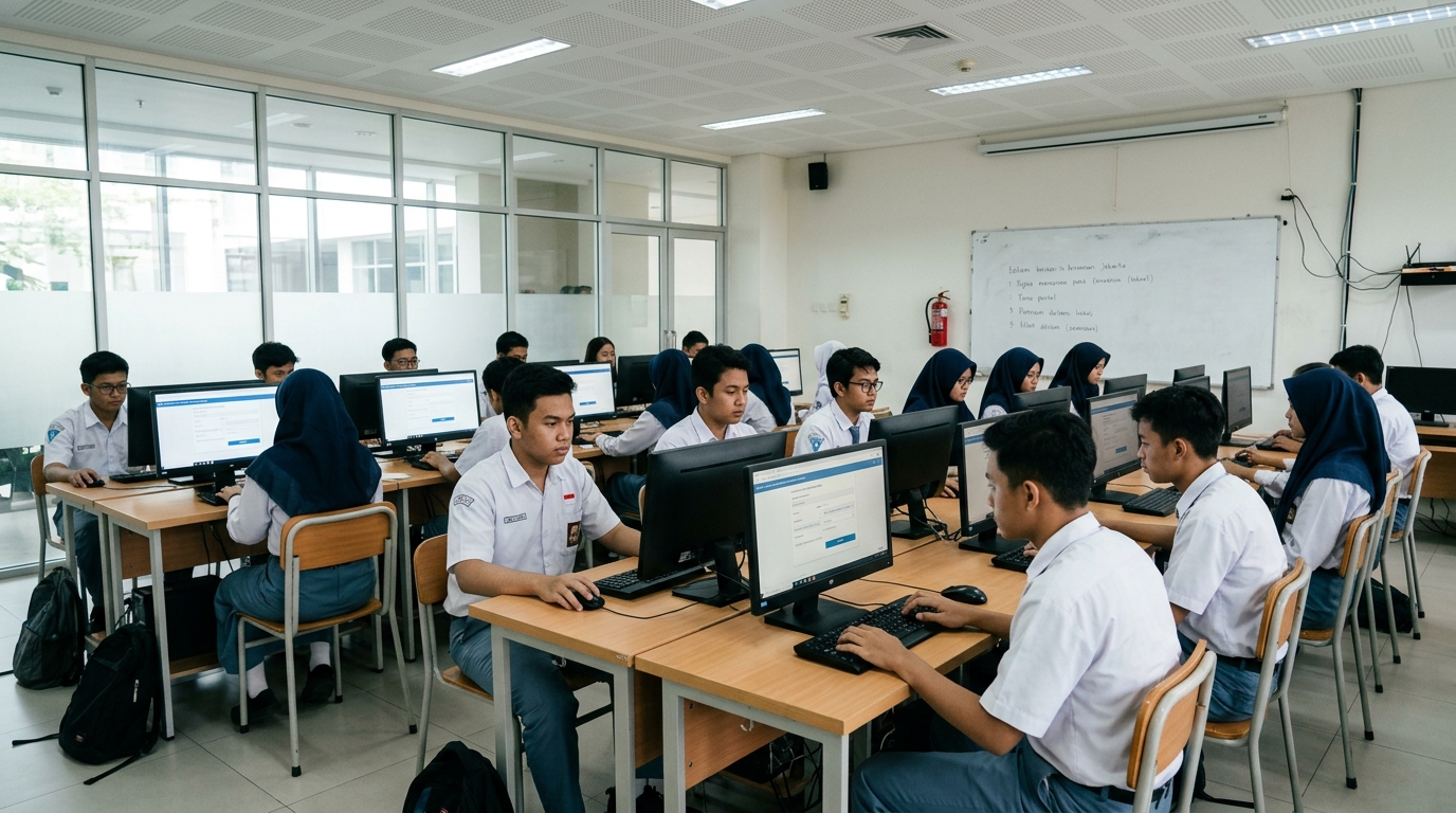 Siswa dan orang tua mengakses situs SPMB Online DKI Jakarta untuk mendaftar sekolah negeri tahun ajaran 2026/2027