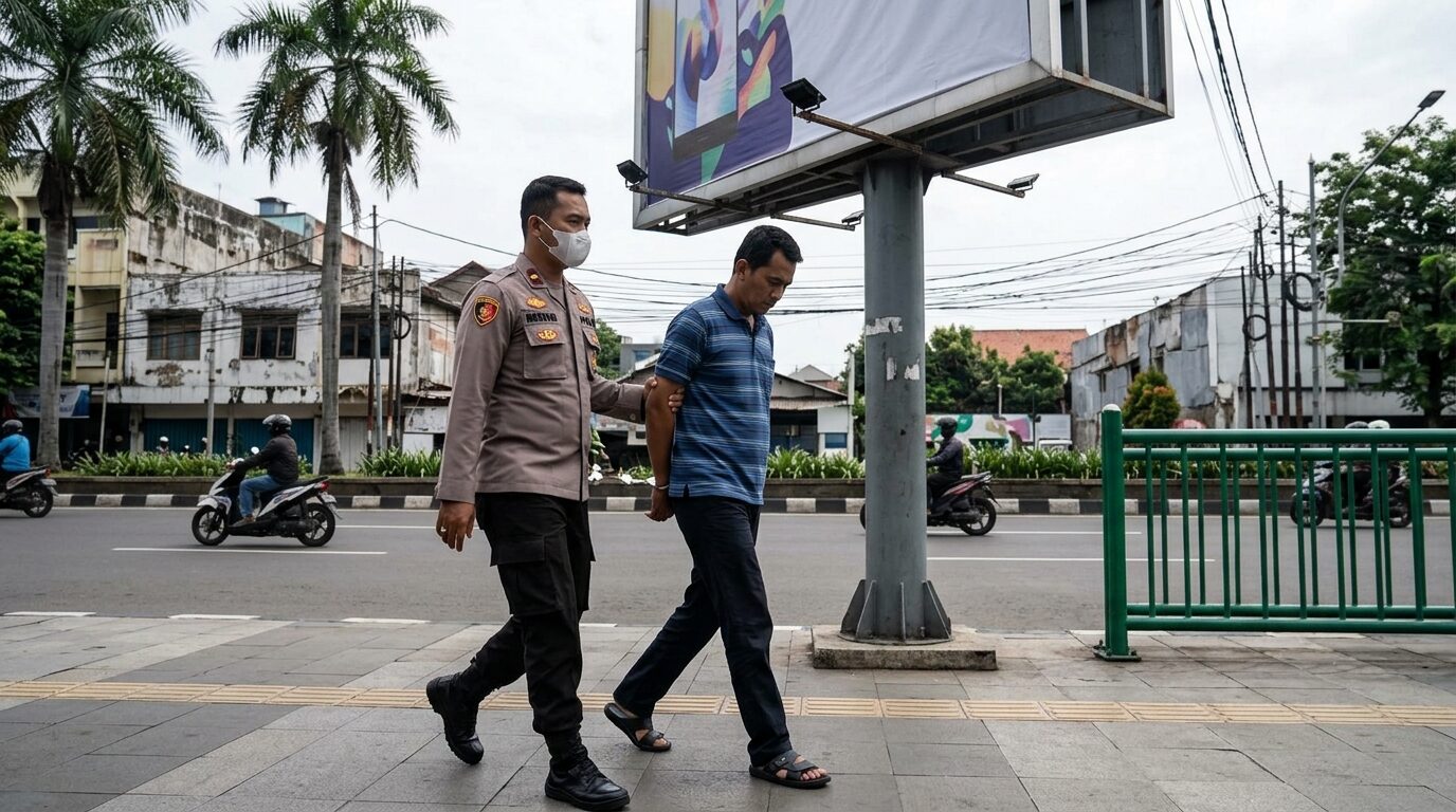 Tukang cat duco yang ditangkap polisi terkait pemerasan pekerja billboard di Jakarta
