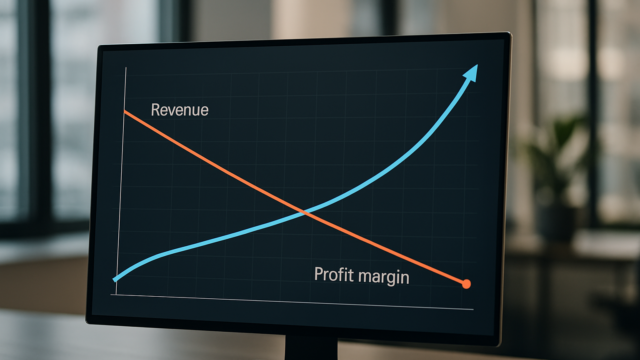 Grafik pertumbuhan pendapatan dan penurunan margin profit server AI Dell
