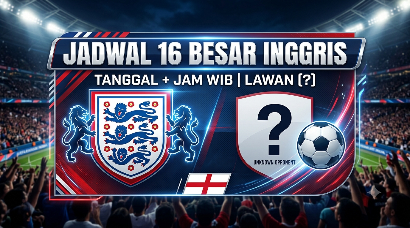 Ilustrasi Jadwal 16 Besar Inggris 2026 Usai Kalahkan Kongo 2-1: Tanggal + Jam WIB