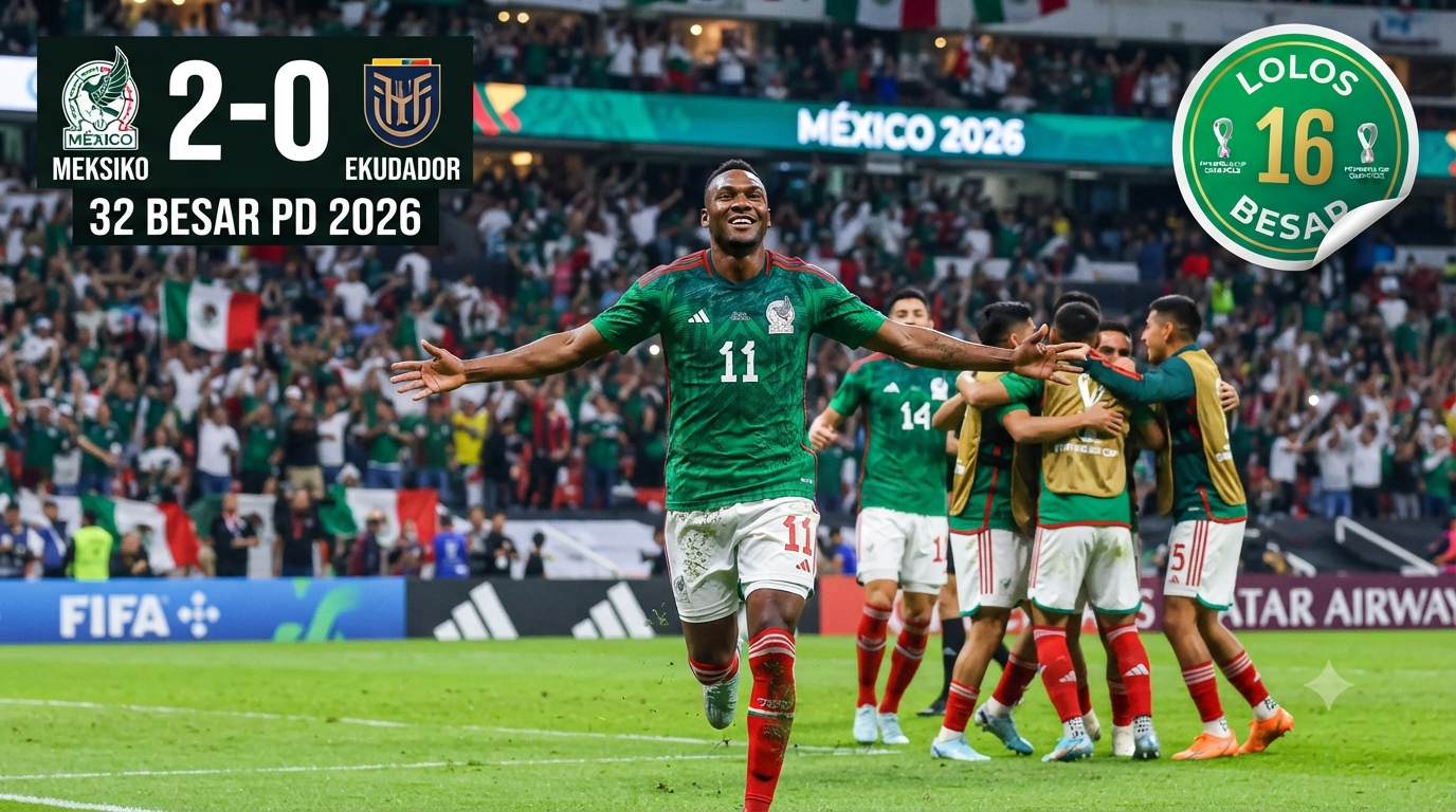 Hasil Meksiko 2-0 Ekuador 1 Juli 2026 32 Besar PD 2026 Azteca