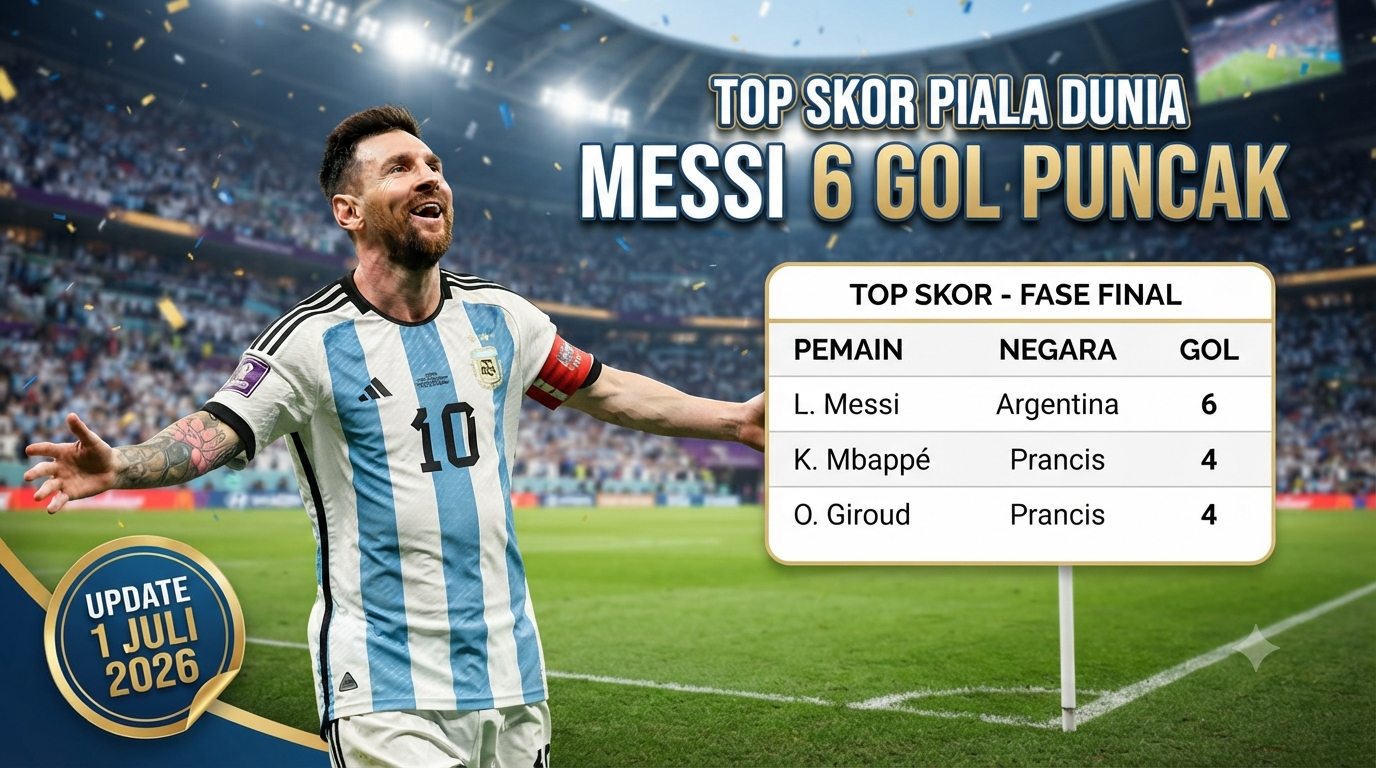 Top Skor Piala Dunia 2026 Sementara Messi 6 Gol Puncak