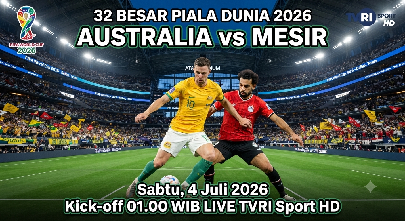Prediksi Australia vs Mesir 4 Juli 2026: Analisa + Jam Tayang TVRI Sport HD
