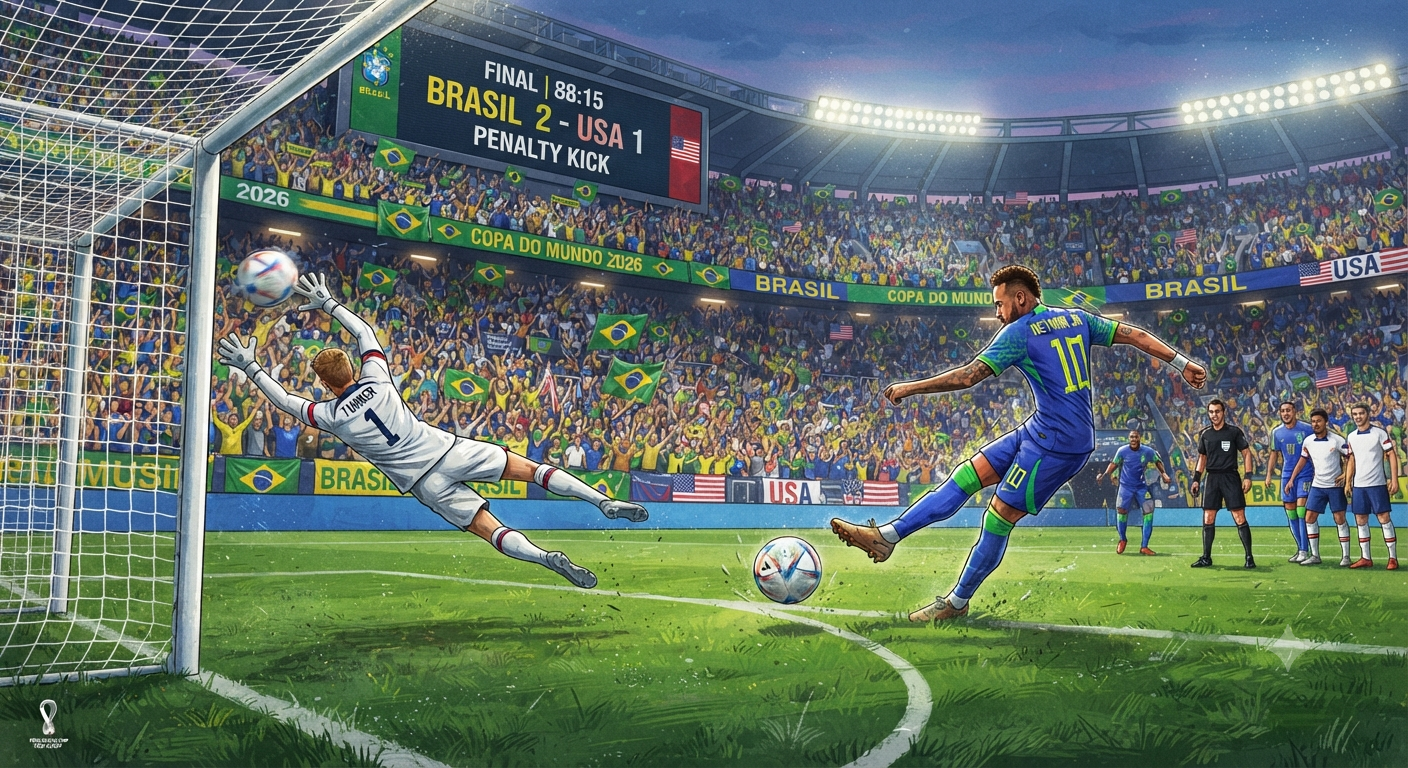 Ilustrasi eksekusi tendangan penalti dalam pertandingan Piala Dunia 2026