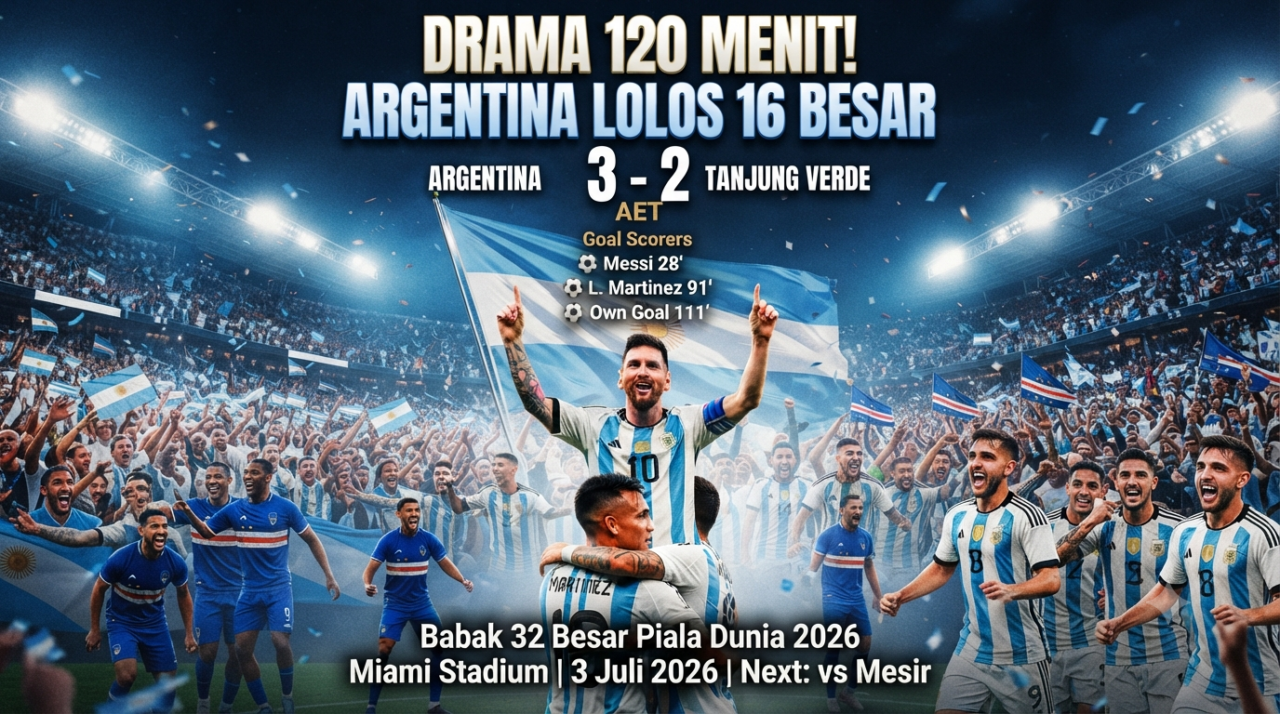 Hasil Argentina vs Tanjung Verde 3-2