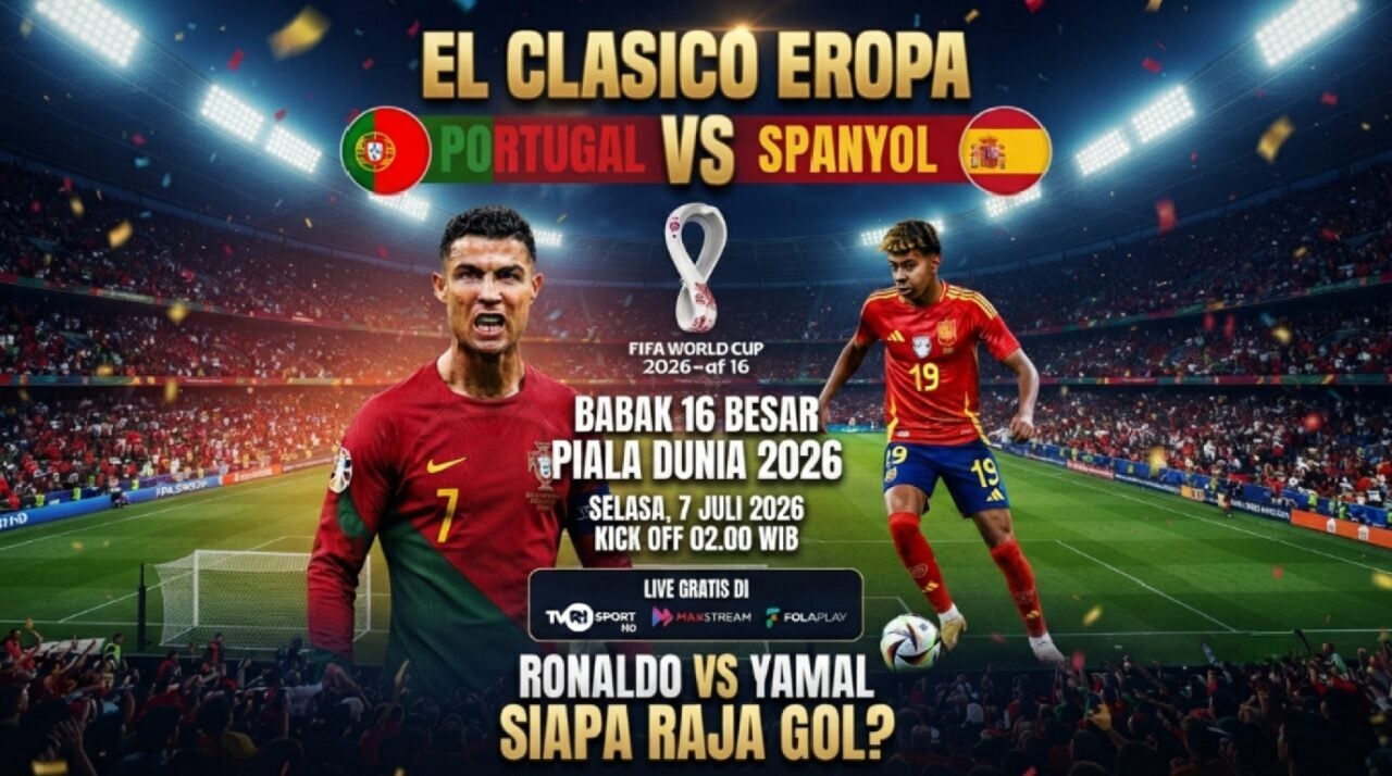 Link Live Streaming Portugal vs Spanyol 16 Besar Piala Dunia 2026 di TVRI