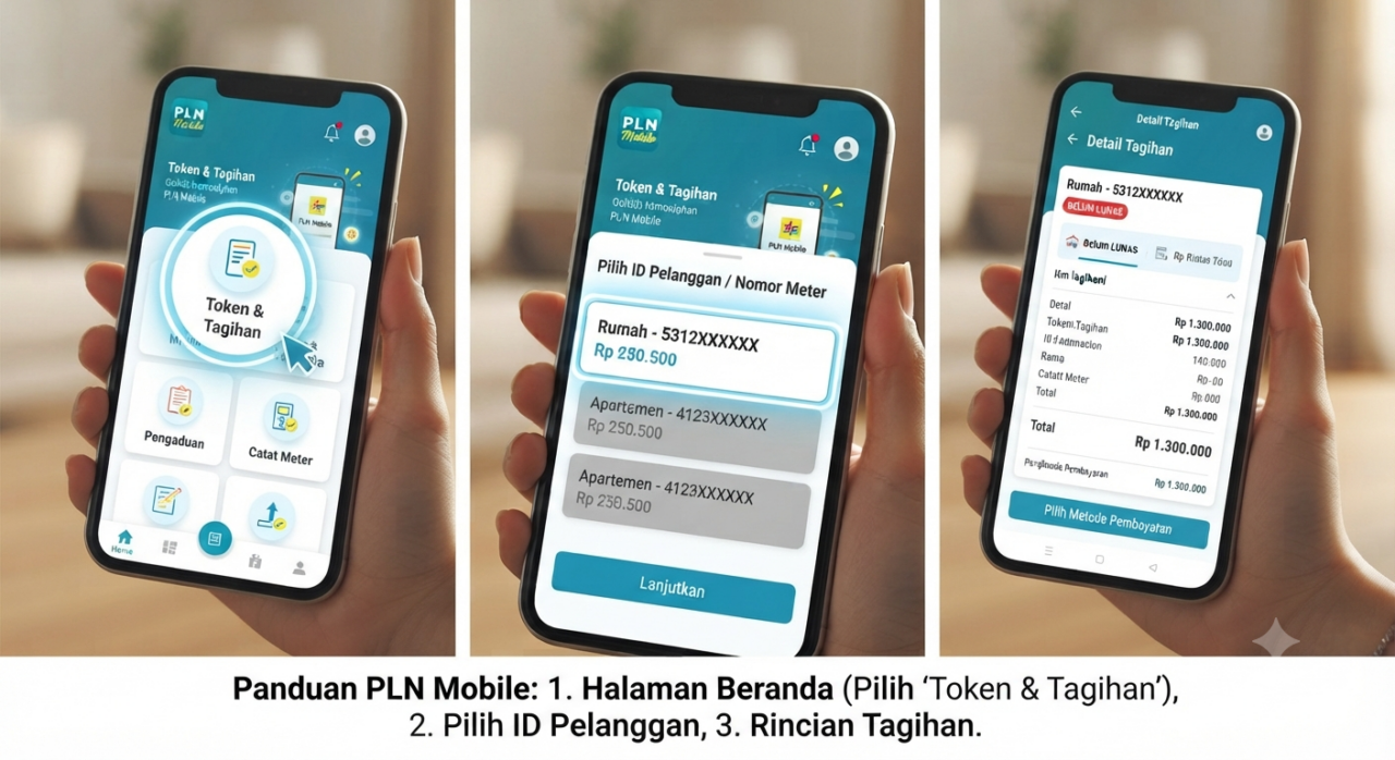 cara cek tagihan listrik pln lewat hp pln mobile.