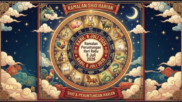 Ilustrasi lambang dua belas shio untuk ramalan peruntungan hari Rabu 8 Juli 2026