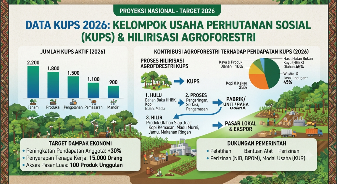 data kups 2026 kelompok usaha perhutanan sosial hilirisasi agroforestri
