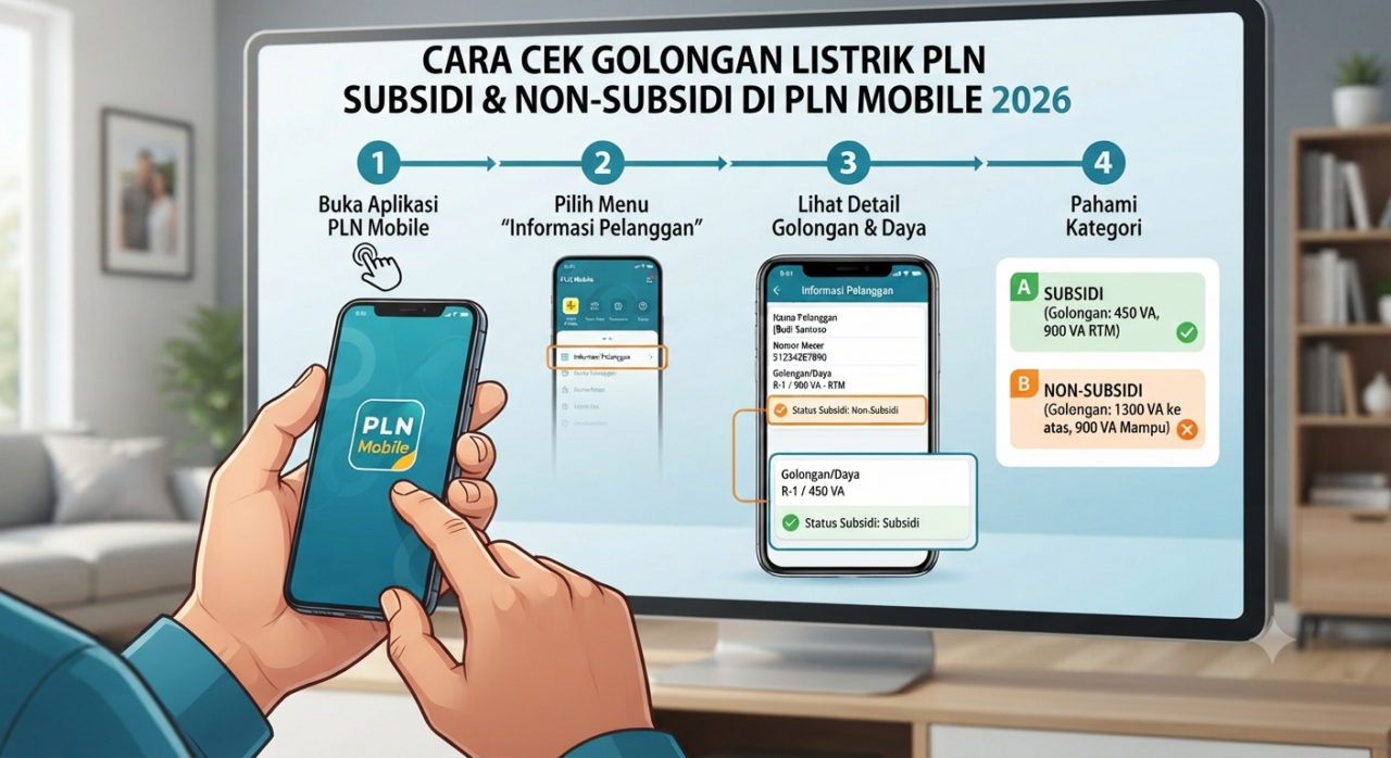 cara cek golongan listrik pln subsidi nonsubsidi di pln mobile 2026