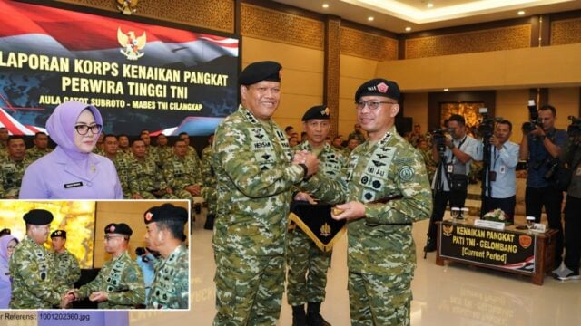 Suasana Upacara Laporan Korps Kenaikan Pangkat Perwira Tinggi TNI di Aula Gatot Subroto, Mabes TNI Cilangkap
