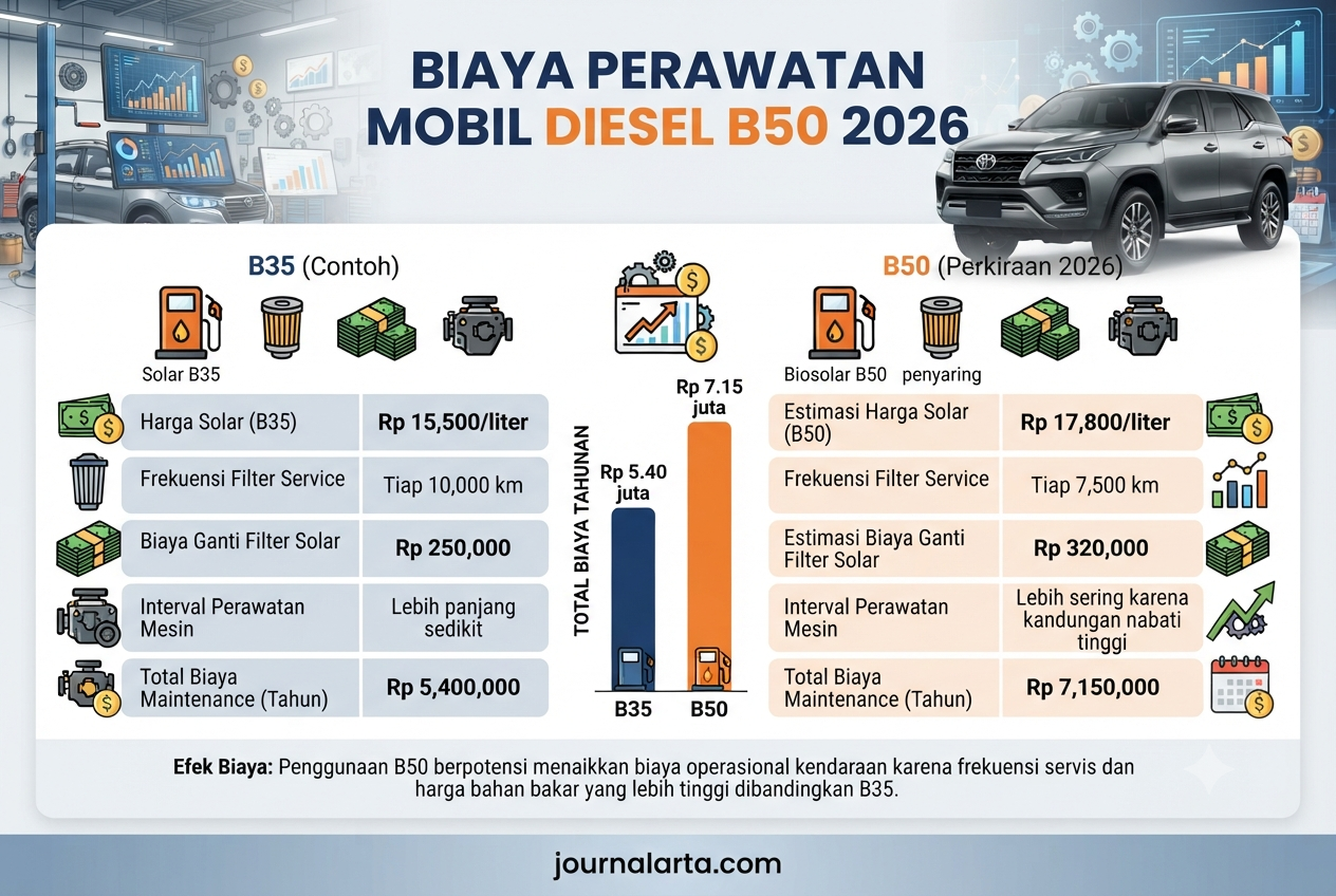 biaya perawatan mobil diesel b50 2026
