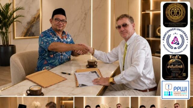 Momen penandatanganan nota kesepahaman antara perwakilan WPF University dan Ted's Edulink di Jakarta
